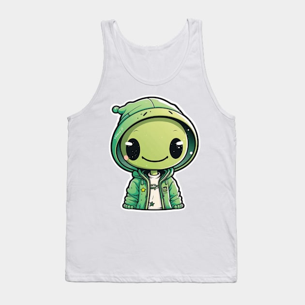 Cool Alien with a Hooded Pullover design #7 Tank Top by Farbrausch Art
